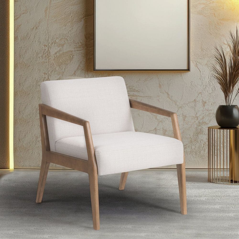 Poltrona Tecido Algodão 201 G-2 Zara Nogueira/Bege