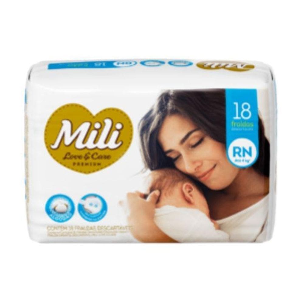 Fralda Mili Love & Care Premium Rn Jumbo Com 18 Un