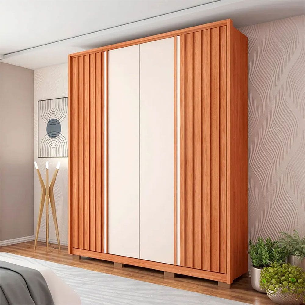 Guarda-Roupa Solteiro 4 Portas Bater 3 Gavetas Apollo Caemmun Roupeiro
