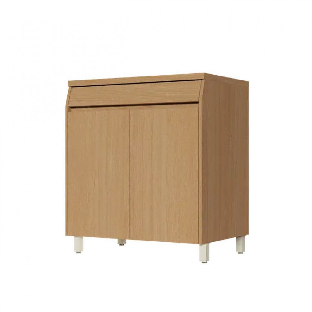 Balcão Com Tampo Simone Mendes 2 Portas 1 Gaveta 80cm Carvalho Greige Nesher