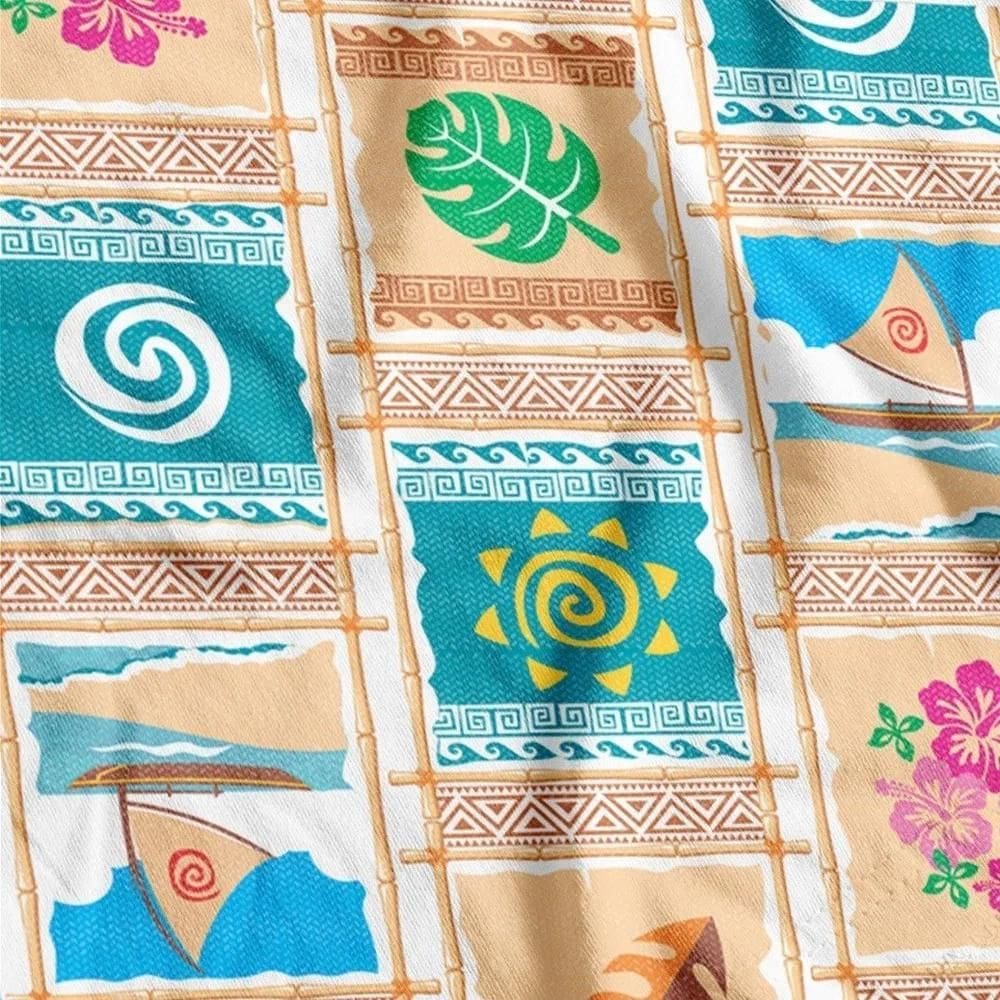 2X Tnt Estampado Moana Praia Maui Decoracao 1,40Mx 2 Metros