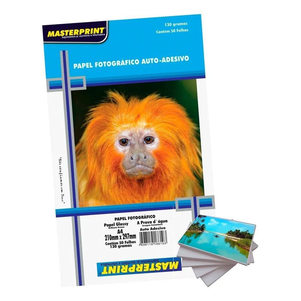 2X Papel Fotográfico Adesivo 130G A4 Brilhante 50 Folhas Glo