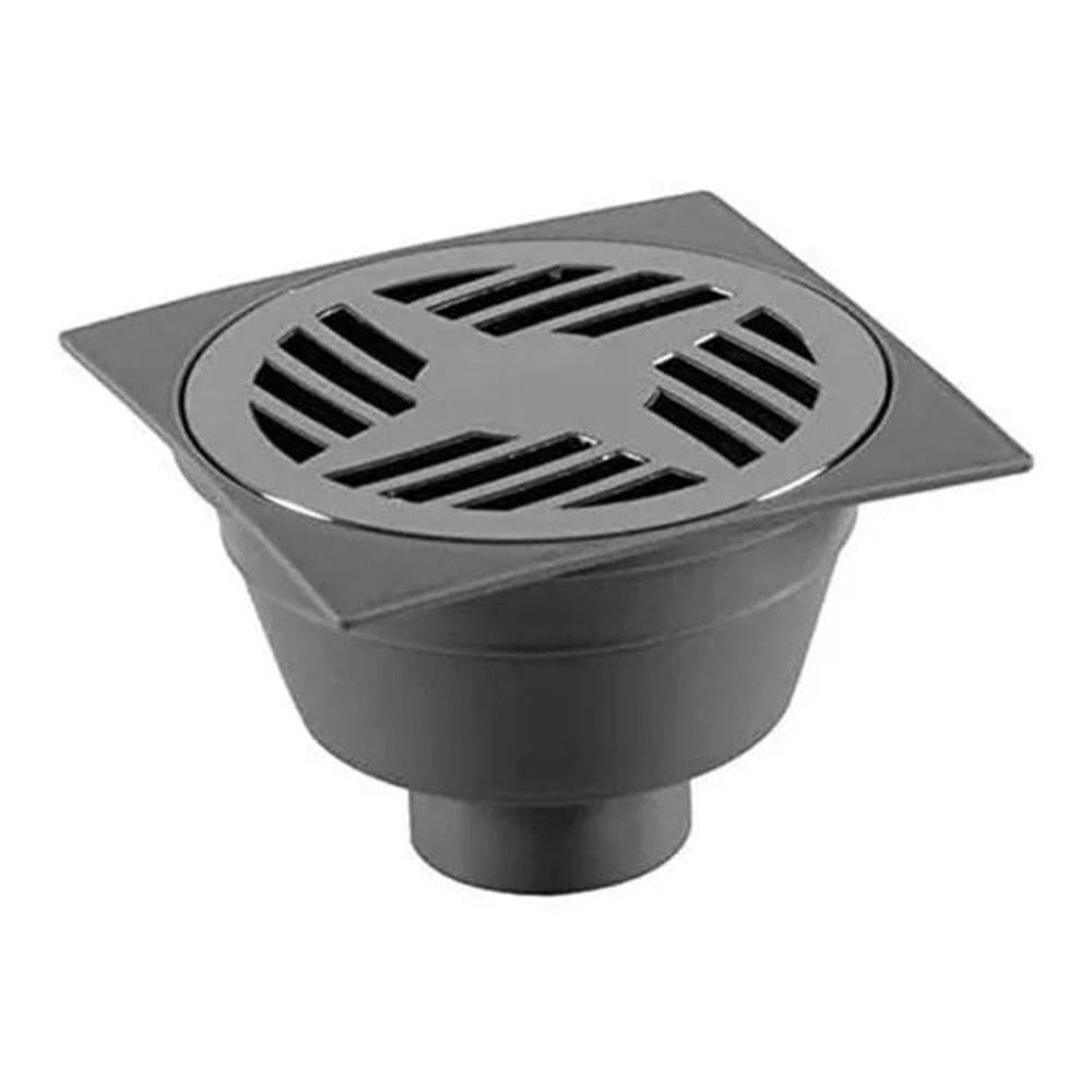 2X Ralo Sifonado Grelha Redonda Saída P/Baixo Cinza - Astra