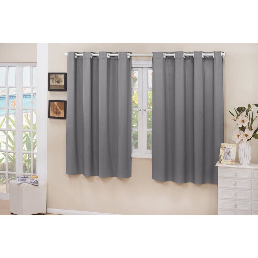 Cortina Cozinha Blackout Tecido Cinza 2,60x1,30 Corta Luz