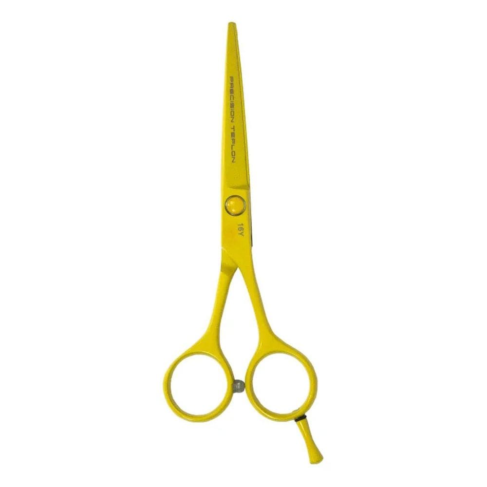 Tesoura Profissional Teflon Amarela Fio Navalha 5.5 Polegada