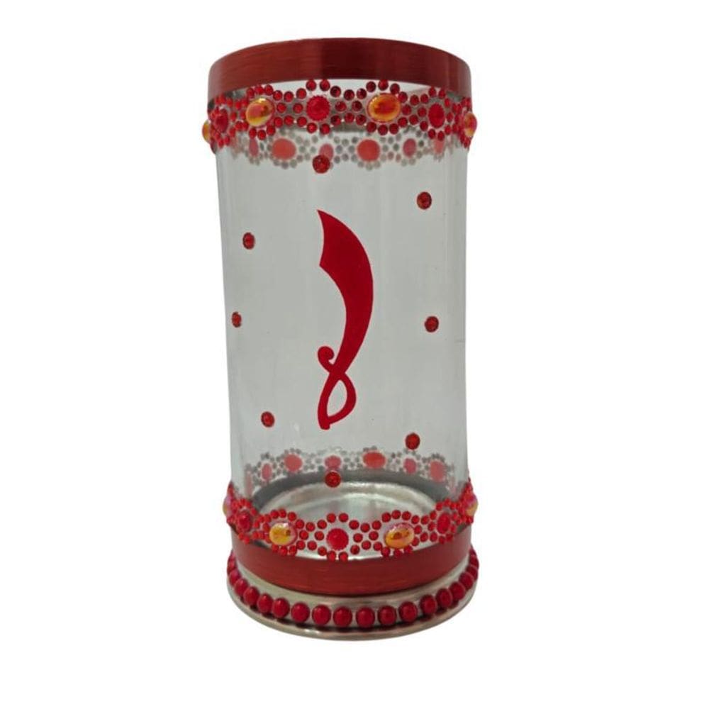 Porta Vela Iansã Espada Vidro E Alumínio 18 Cm