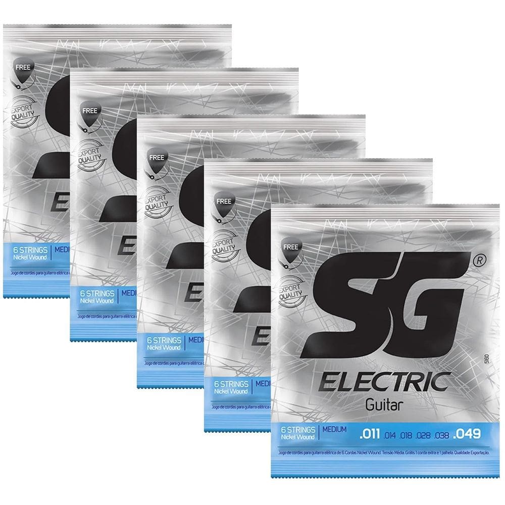 Kit 5 Encordoamentos Guitarra Sg Niquel 011 Cod 5160