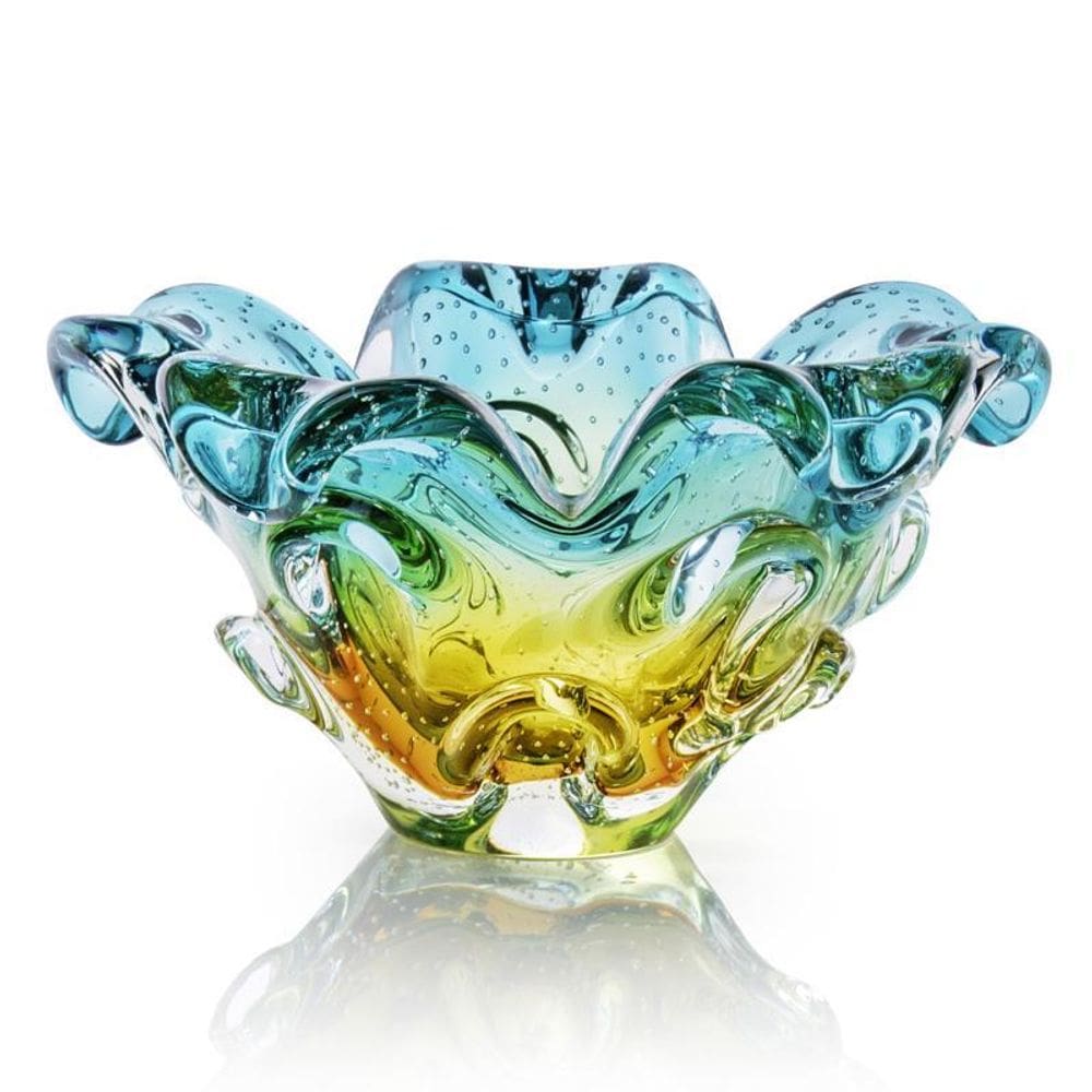 Centro De Mesa Em Cristal Murano Esmeralda - São Marcos 25Cm