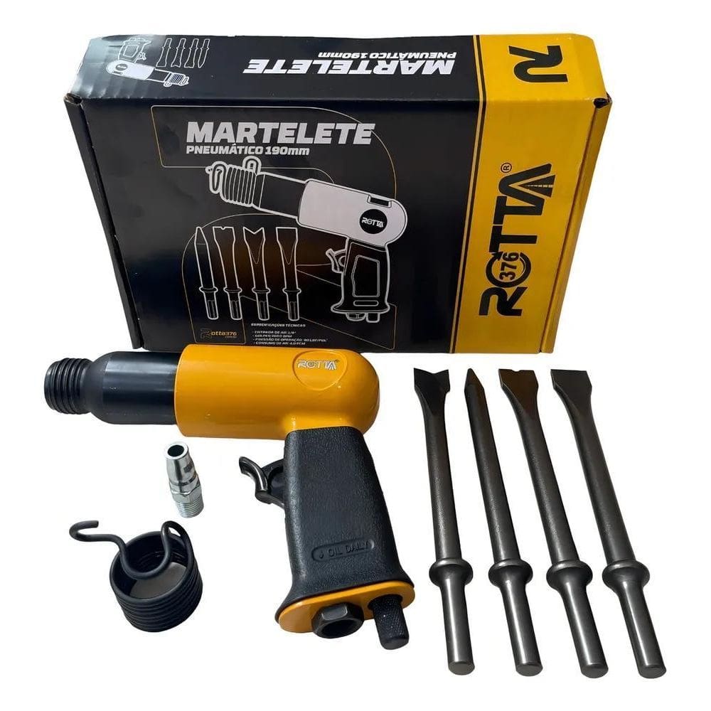 2X Martelete Pneumático Rebarbador Chanfrador 190Mm Com 4 Po