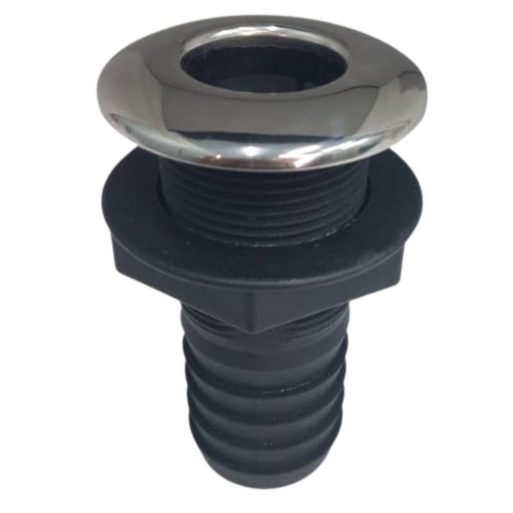 Saída Ou Entrada Em Pvc Preto Com Acabamento Inox 3/4