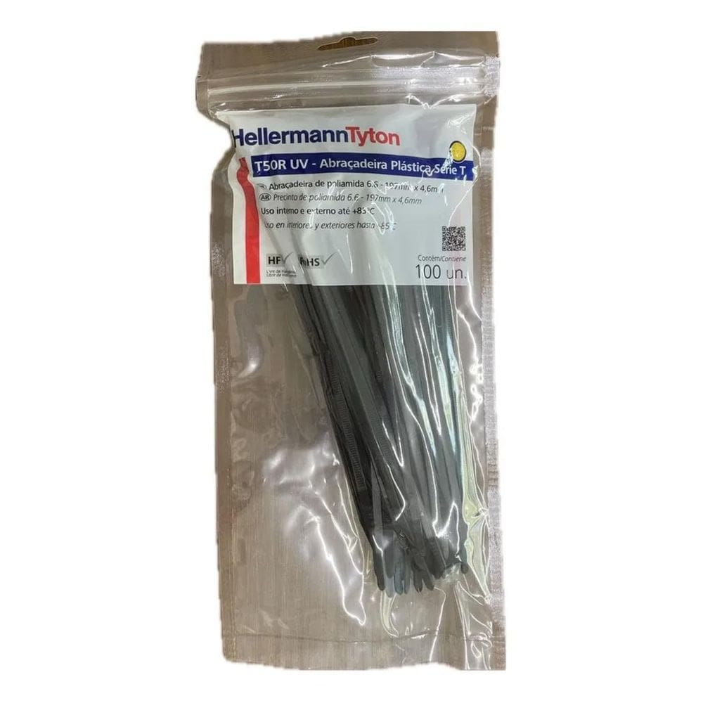 2X Abraçadeira T50R Pt 200 X 4,6 Mm De Nylon Hellermanntyton