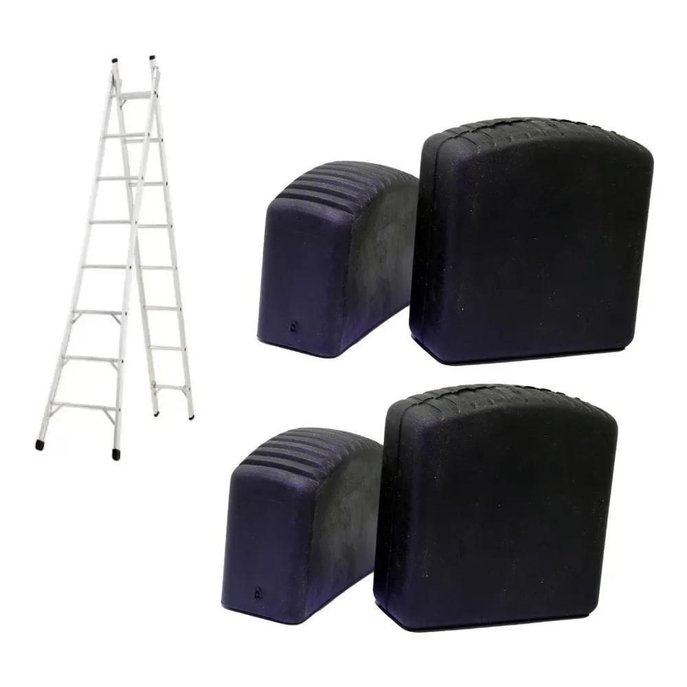 2X Sapata Pé De Borracha Para Escada Aluminio 4 Pçs 65X22M