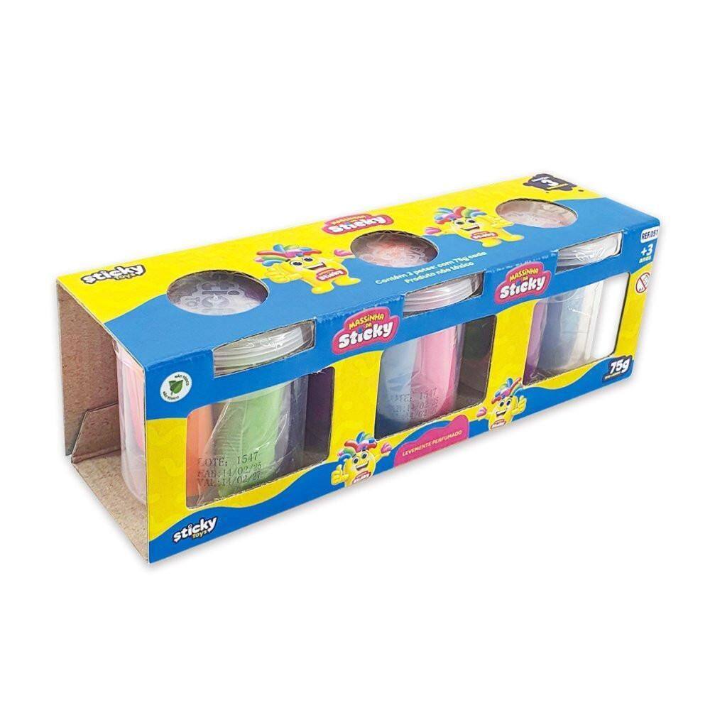 03 Potes De Massinha 05 Unidades 75Gr Coloridas -
