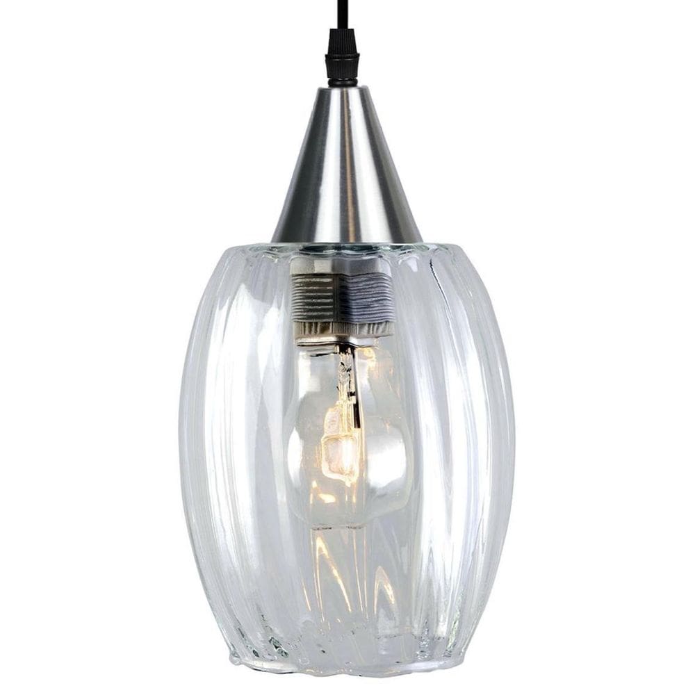Lustre Pendente Taschibra Badih P Transparente Bivolt Prata
