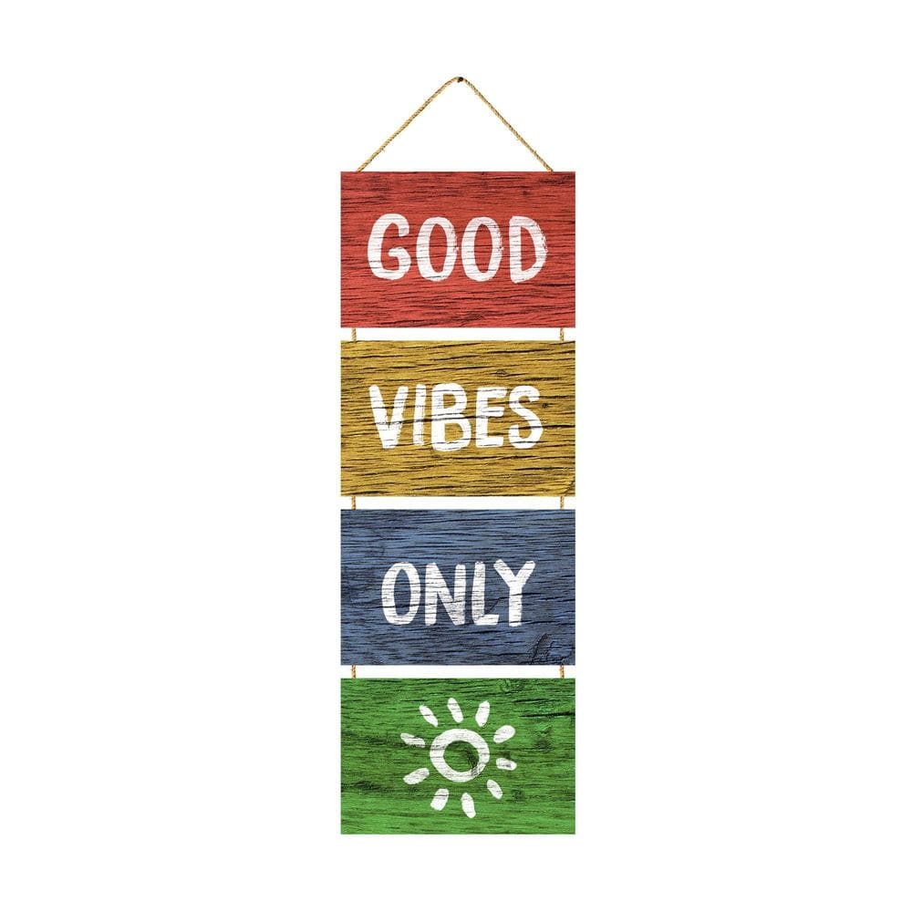 Placa Decorativa Mdf Corda P Pendurar Frase Good Vibes Only