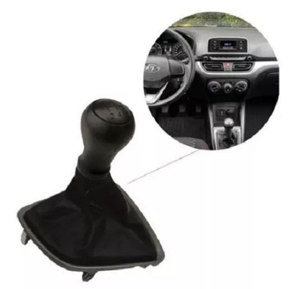 Coifa+Manopla Bola Câmbio Hb20 1.0. 2012 A 2019 Lente Preta