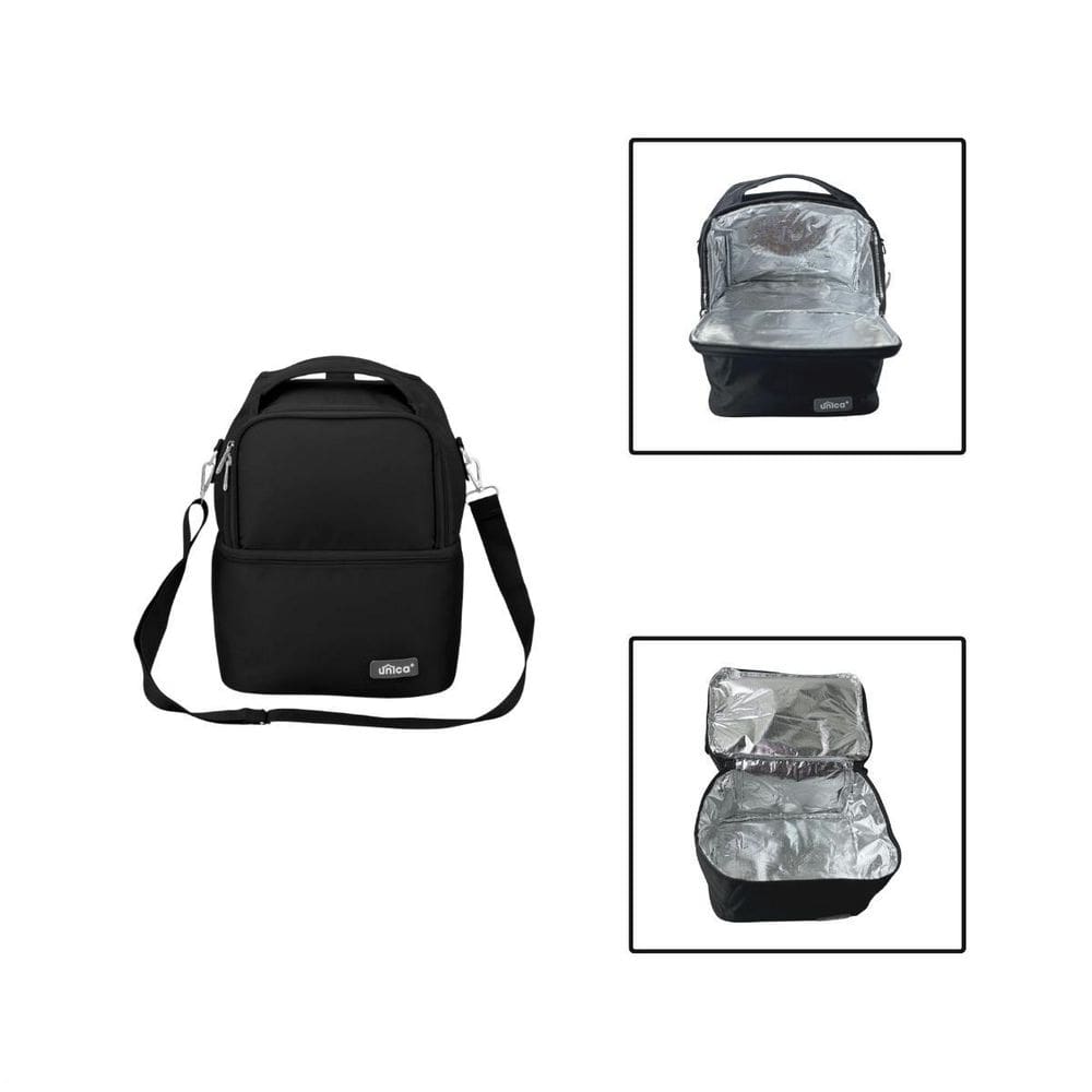 Bolsa Térmica Lancheira Porta Marmita 2 Andares - Preto