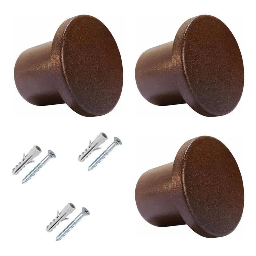 2X Kit 3 Ganchos Parede Pendurador Redondo Aluminio Resisten