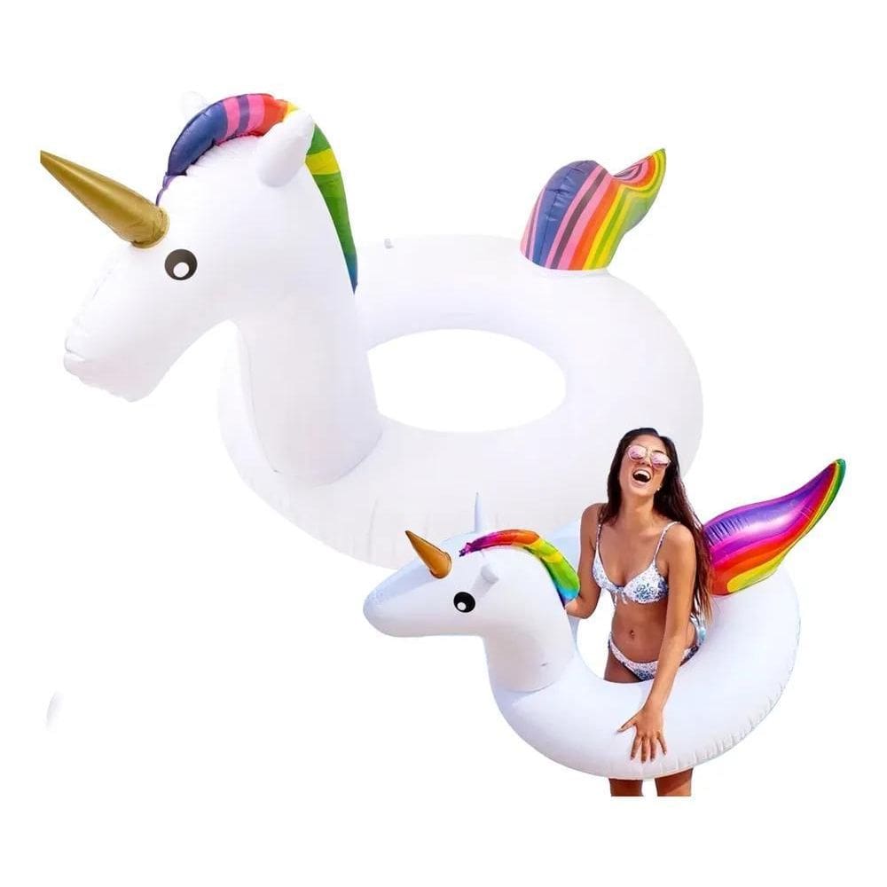 2X Boia Flamingo Unicórnio Inflável 90Cm Criança Adulto Pisc