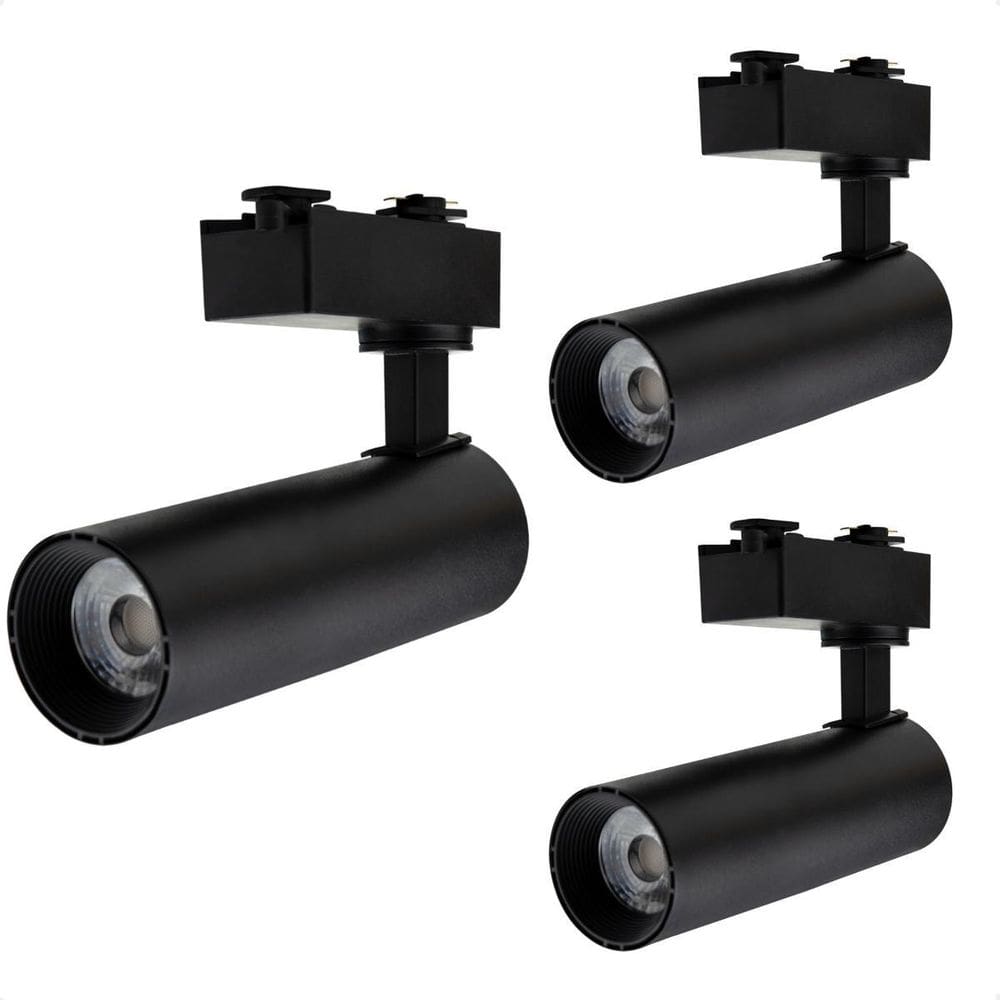 Kit 3 Spot Longo Led Mr16 Para Trilho Eletrificado Pt 3000K