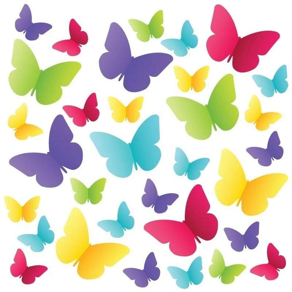 2X Adesivo De Parede Infantil 45 Borboletas Coloridas Cor Ve