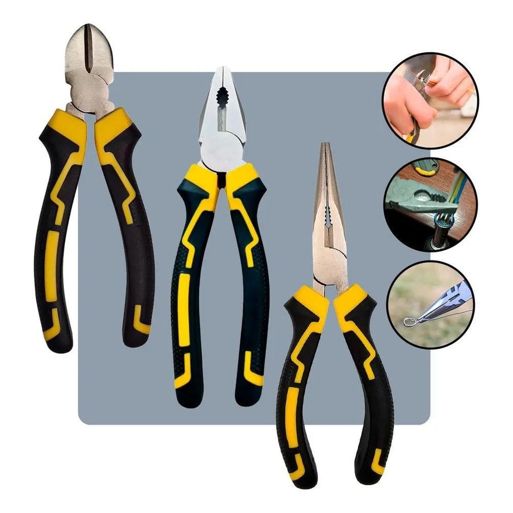 Kit 3 Alicate Universal 6 Polegadas Bico Corte E Universal