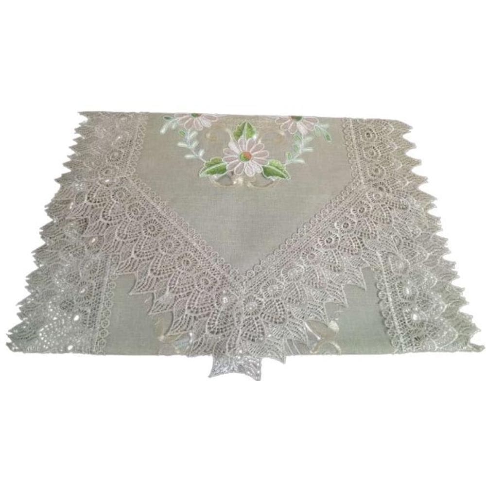 Caminho Mesa Floral Bege Rendado Cancun 40X1,50 Jolitex 4136