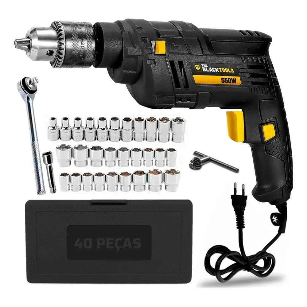 Furadeira De Impacto 3/8 Pol. 550W + Kit Soquete 40 Peças