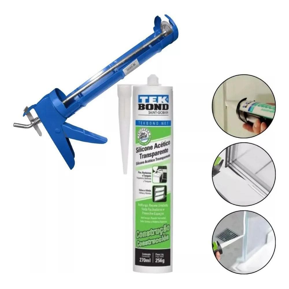 Aplicador De Silicone Fechado Azul Starfer Com 1 Tubo Cola S