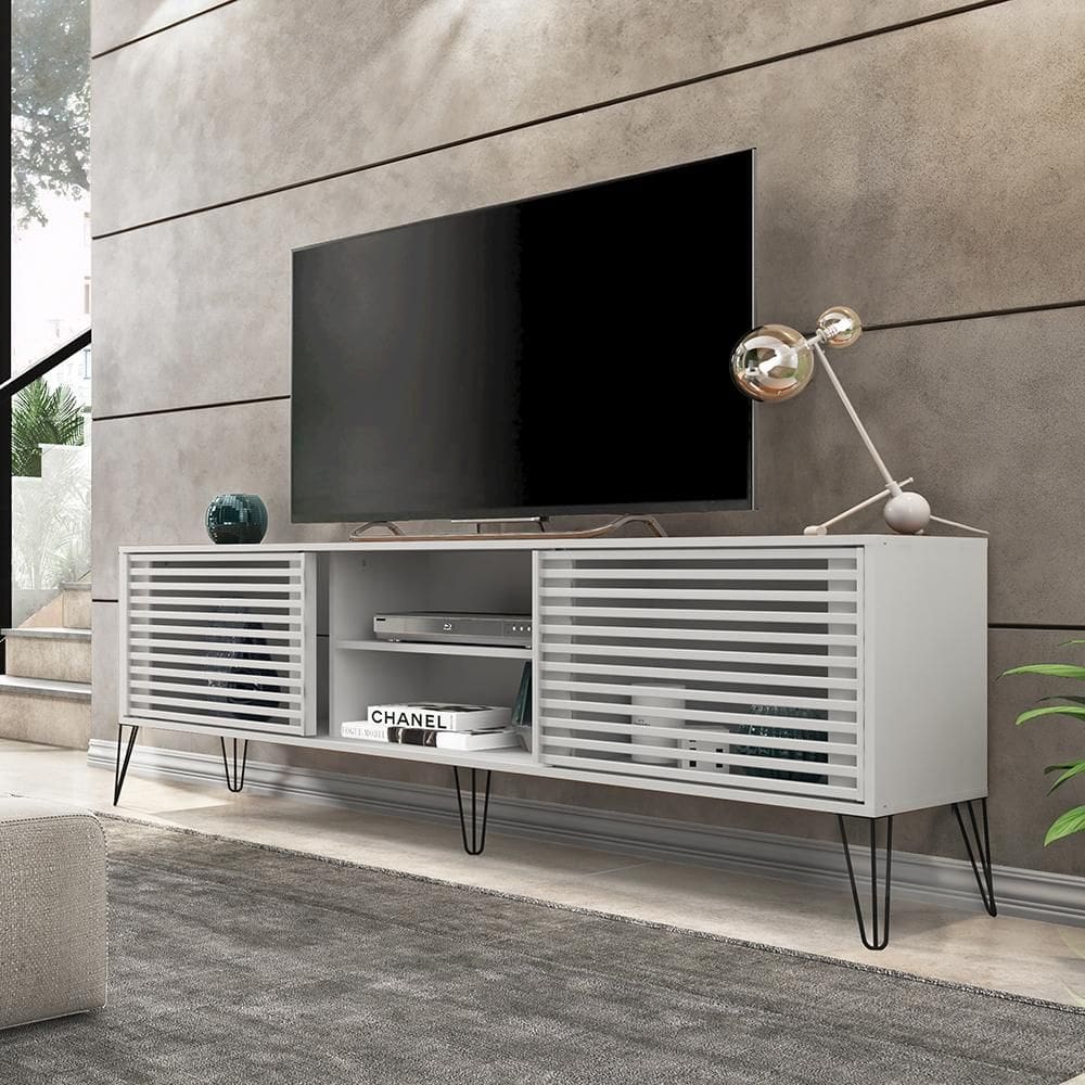 Bancada Rack TV até 70 Polegadas New Frizz Branco Caemmun
