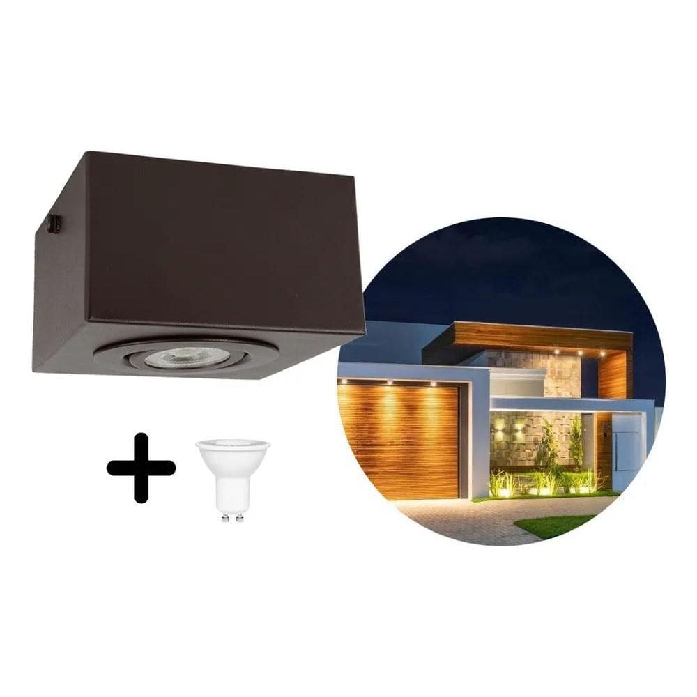 2X Spot Para Beiral Sobrepor Teto Dicroica Led Incluso Cor M