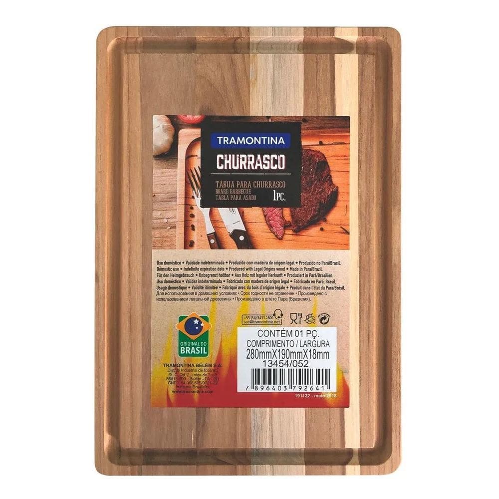 2X Tábua De Churrasco Tramontina Em Madeira Acabamento Natur