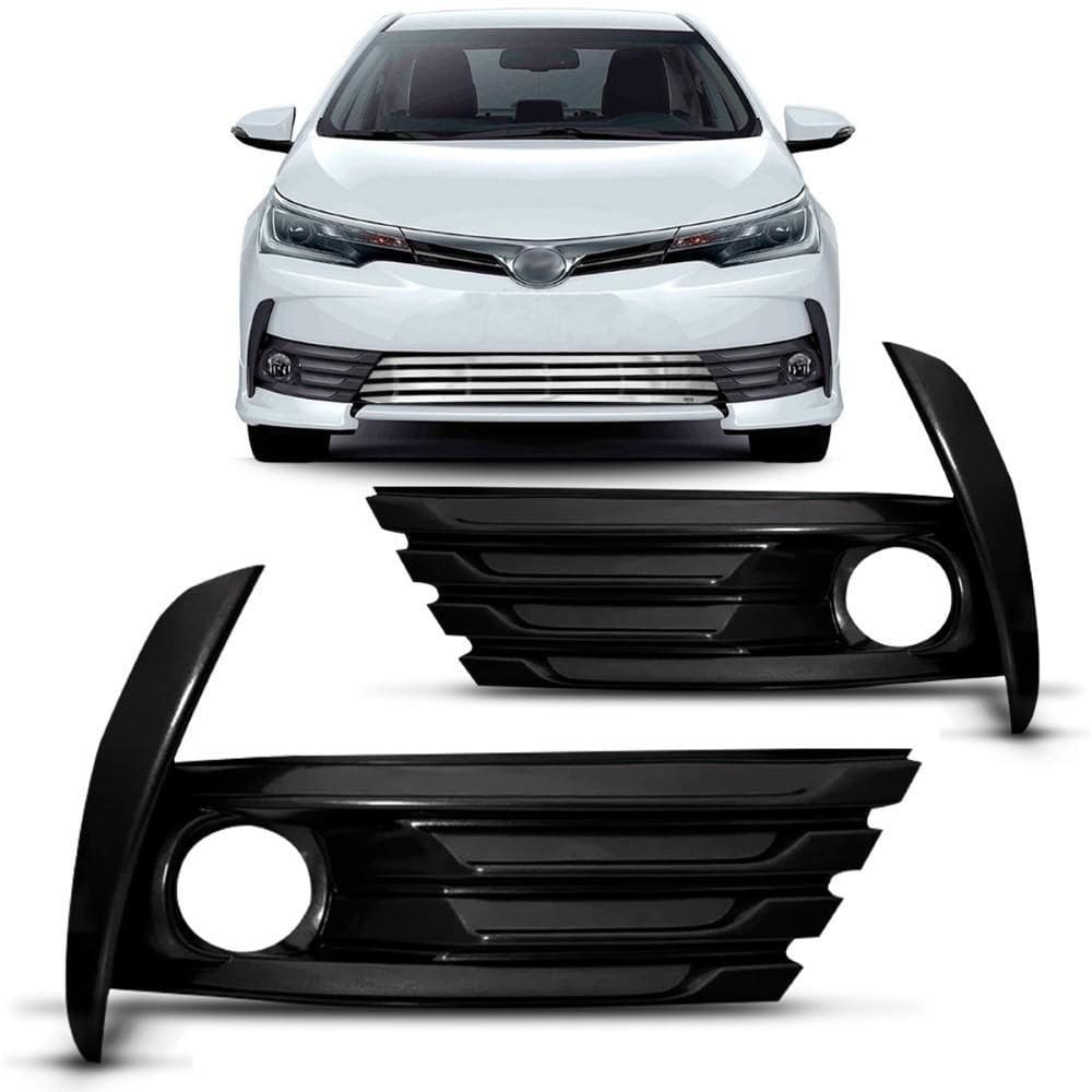 Par Moldura Farol Milha Corolla 2018 A 2020 Preta Com Furo