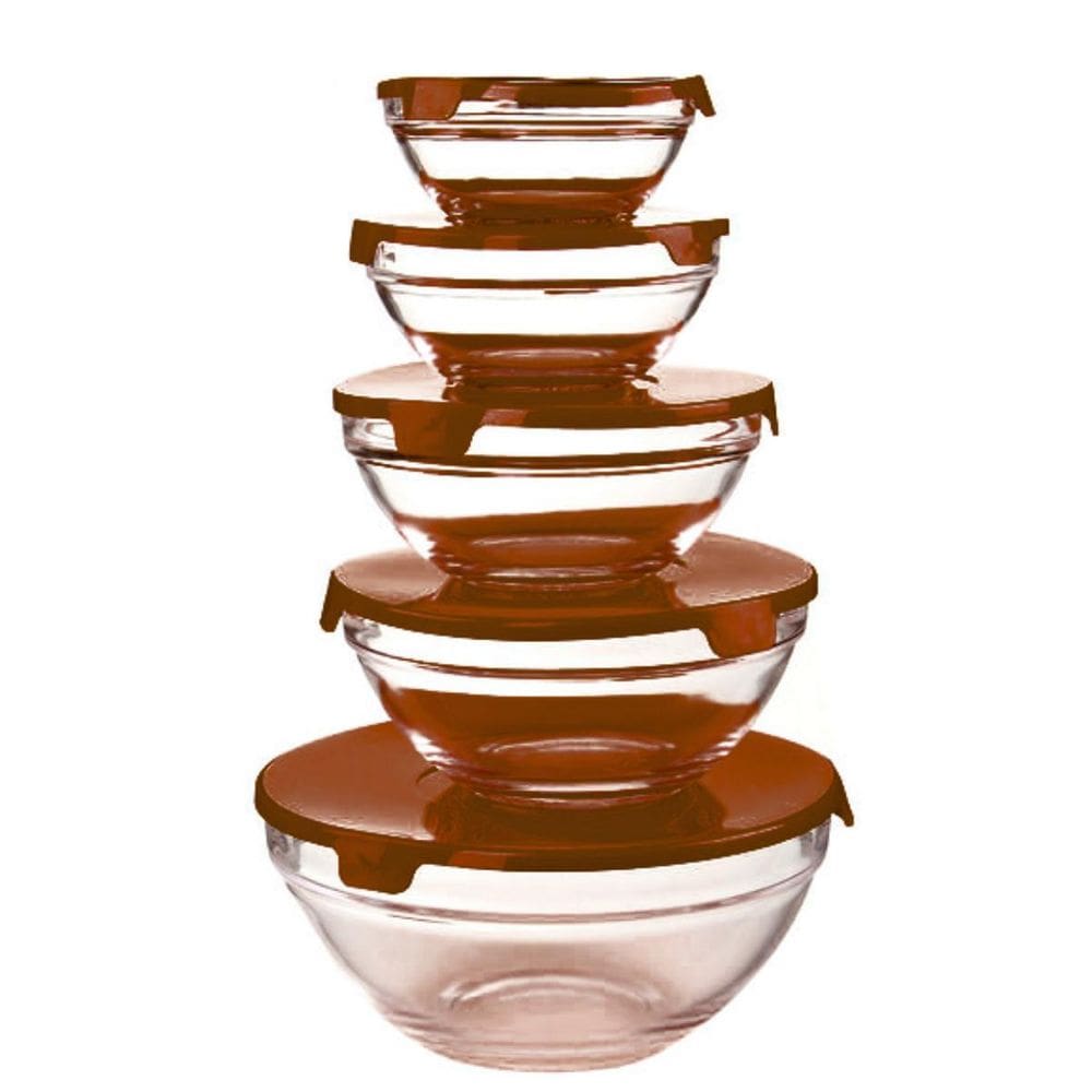 Conjunto De Tigela Bowl Kit 5 Potes De Vidro Para Mantimento