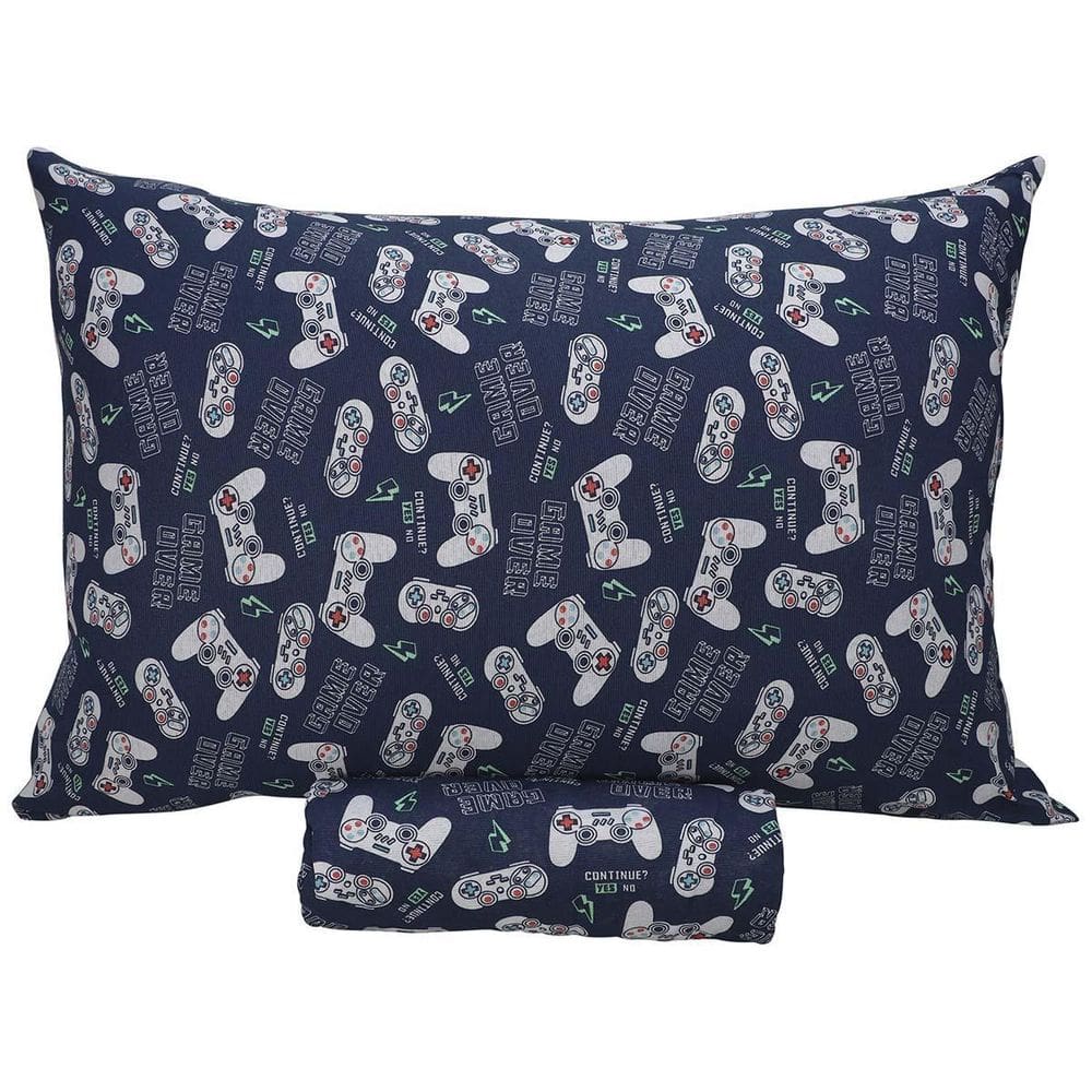 Jogo Cama Solteiro Portallar Malha Misto Estampado Game Blue