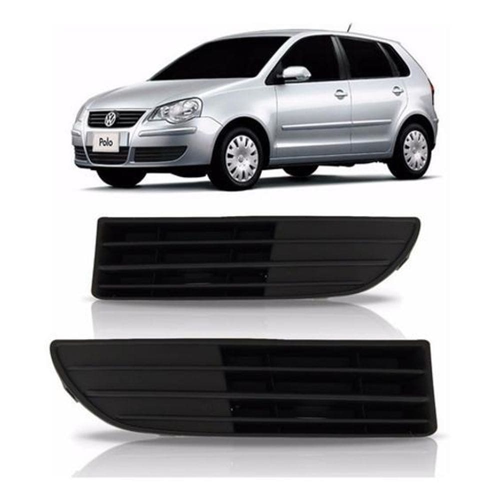 Par Grade Moldura Tela Parachoque Polo 2007 A 2010 Sem Milha