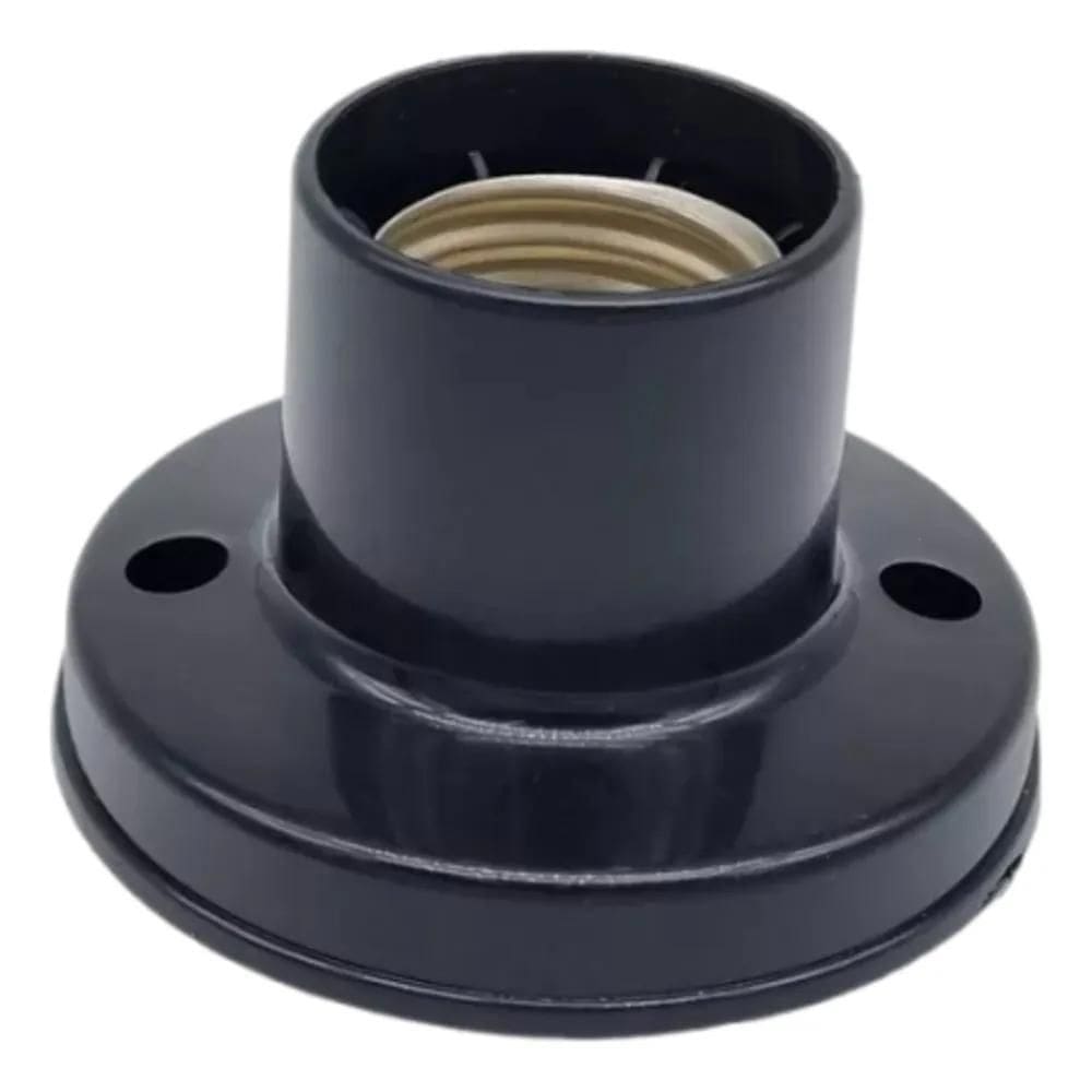 2X Kit 10 Bocal Fixo De Teto Soquete Plástico Branco/Preto E