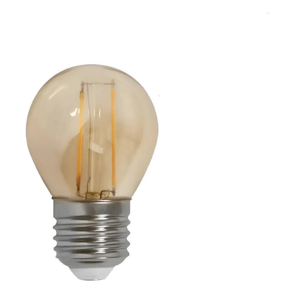 2X Kit 2 Lâmpadas Retro Filamento Led G45 2W Luz Âmbar Biv