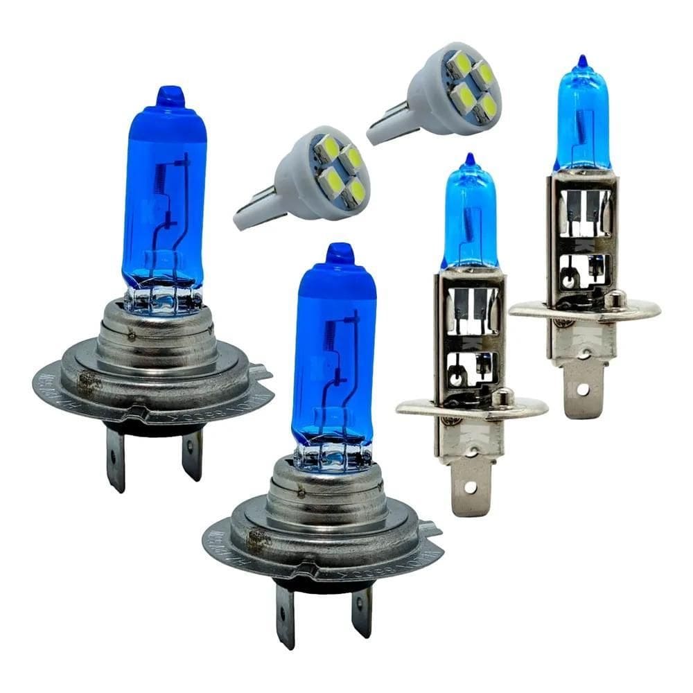 Lampadas Super Brancas Farol Baixo Alto Meia Luz H7 H1 + T10