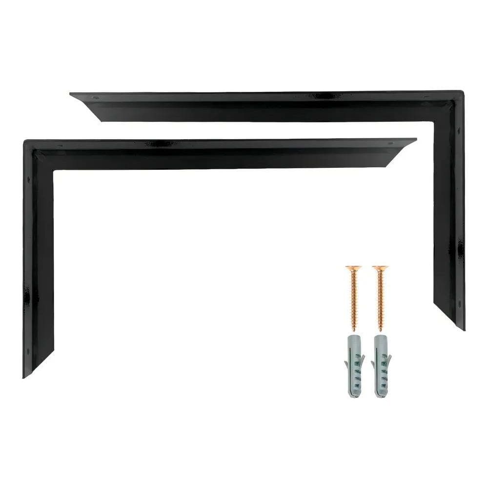 2 Suporte Mão Francesa Reforçada 50Cm Preto + Parafusos