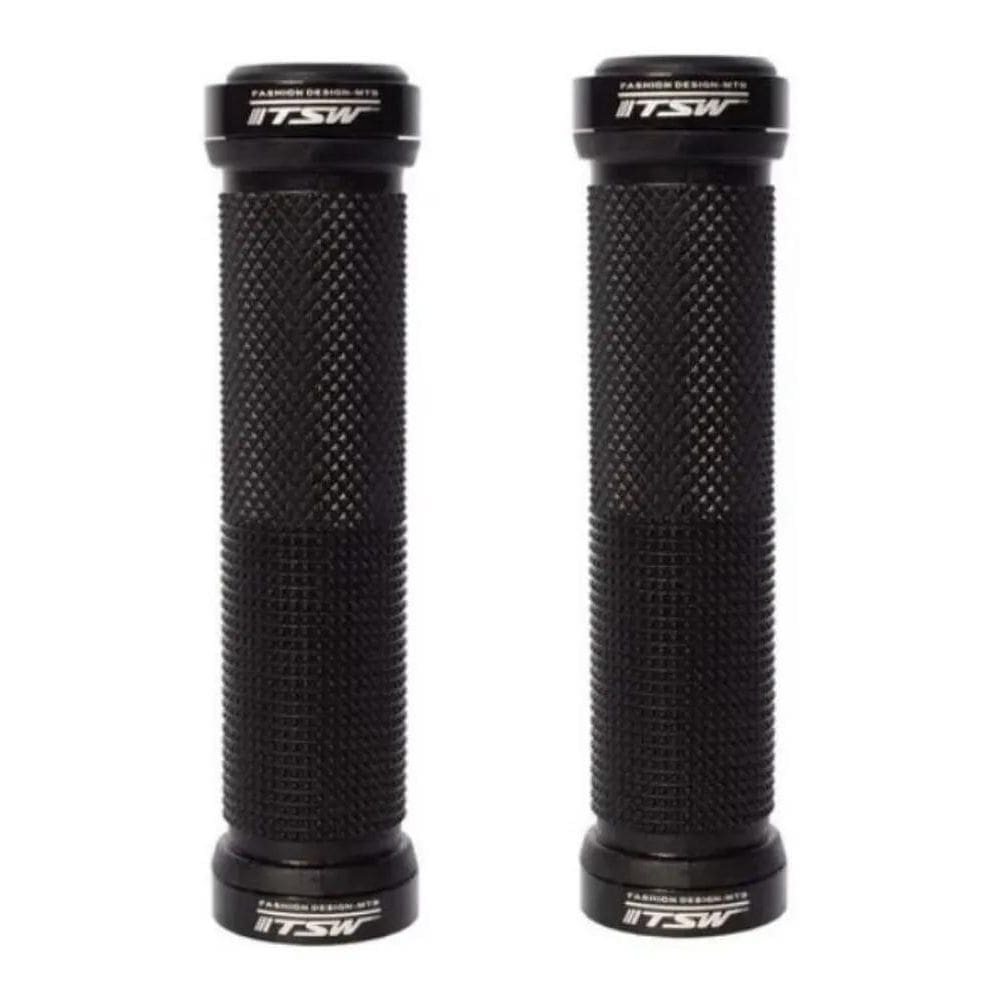 2X Manopla Bike Mtb Com Trava Punho Anel Preto Tsw N
