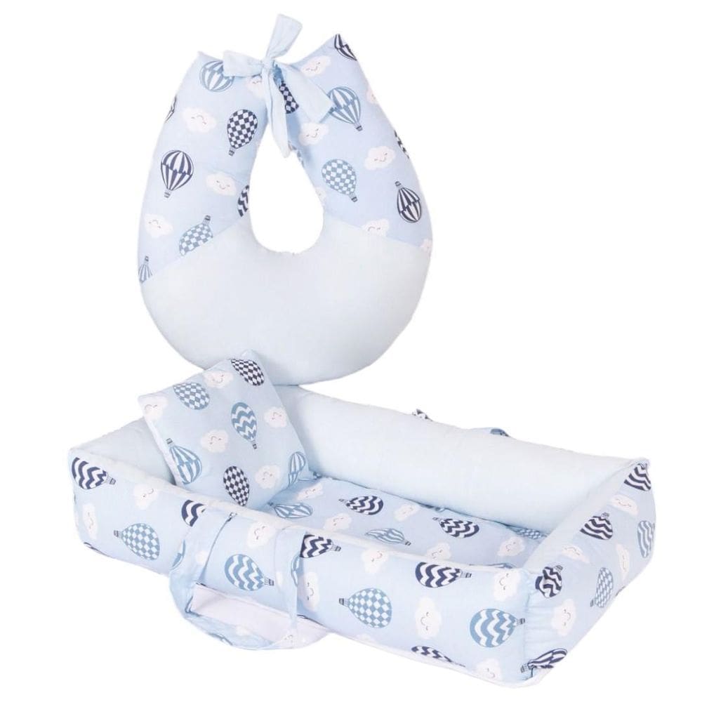 Kit Ninho Redutor + Almofada Amamentação Bebê Balão Azul
