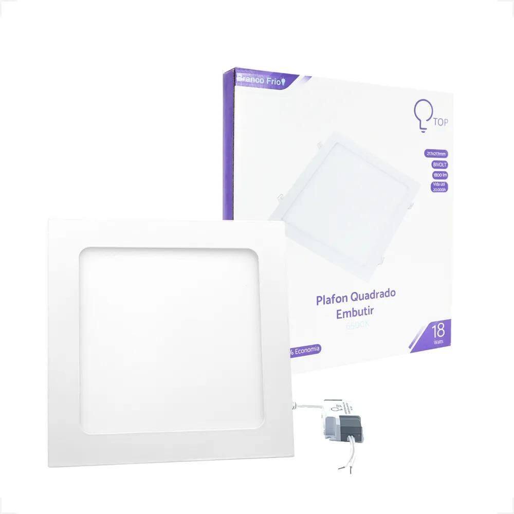 2X Plafon Led 18W Embutir Quadrado Painel Branco Frio Top Li