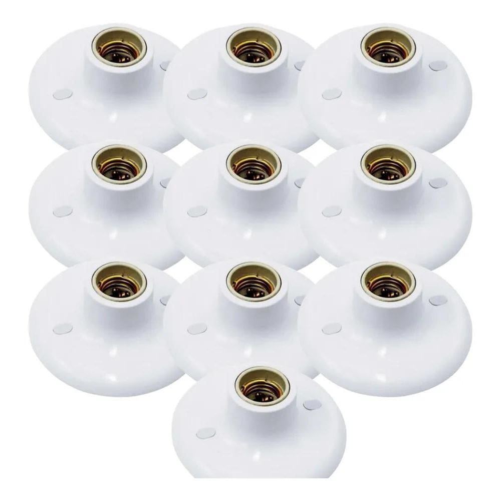 Kit 10 Plafon Simples Suporte Lâmpadas Bocal Cerâmico E27