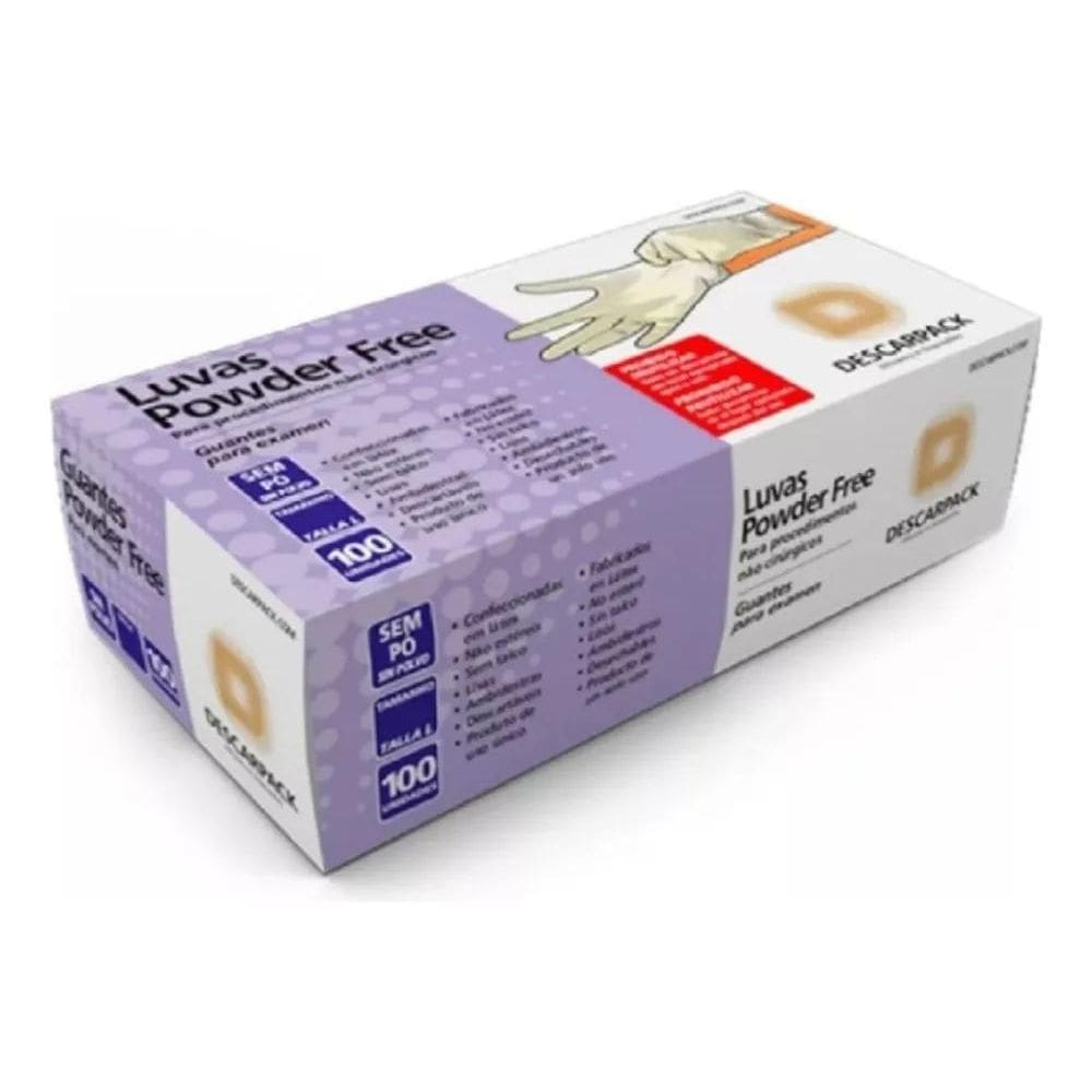 2X Luva Latex Sem Pó Descarpack Procedimento Powder Free P M