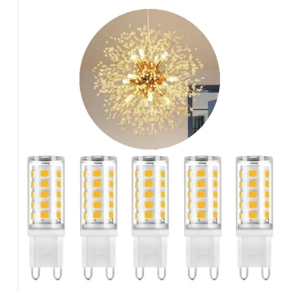2X Kit 5 Lâmpada De Led Halopim G9 5W Para Lustre Branco Que