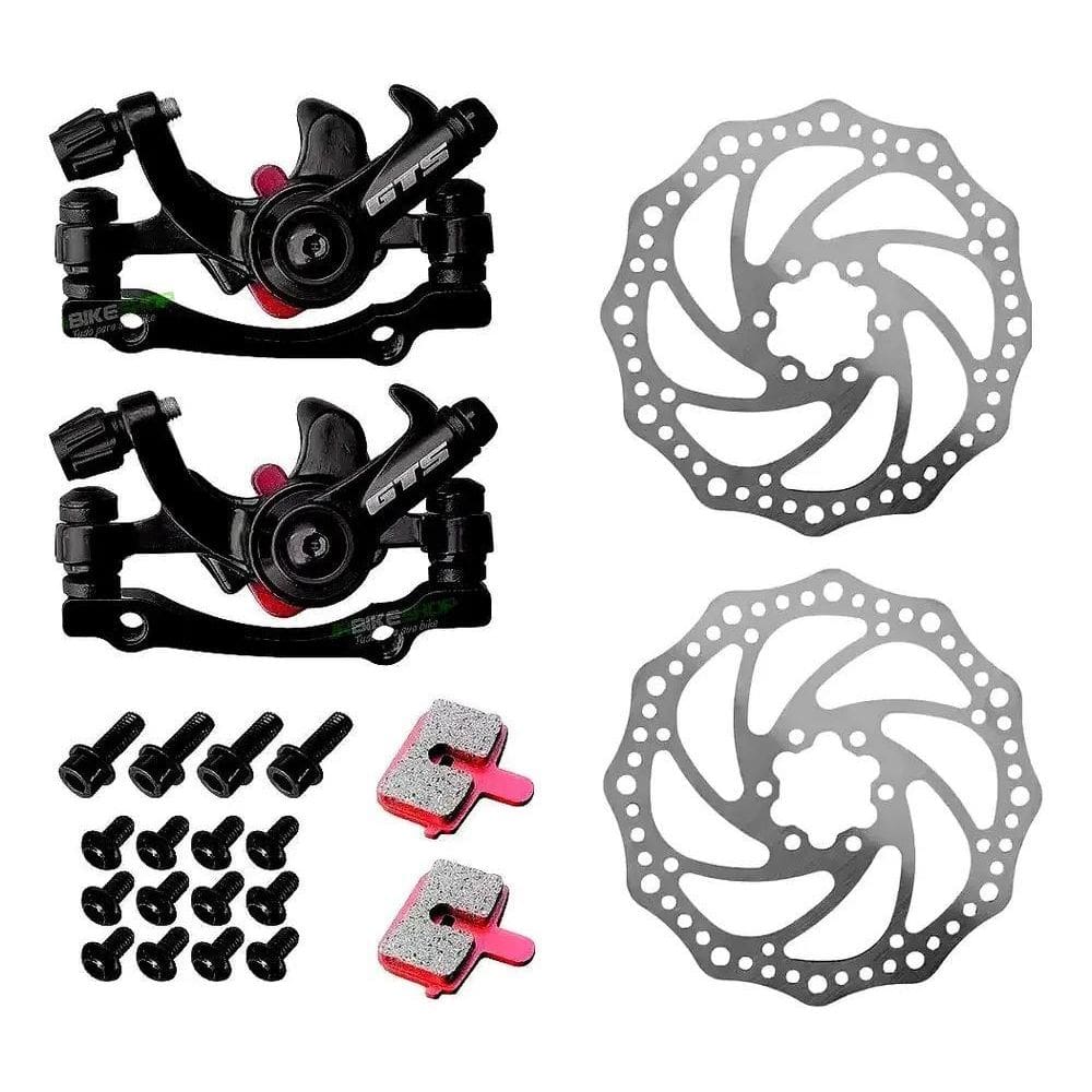 2X Kit Freio Disco Mecânico Gts Disco Pinça Rotor 160 Aro 26