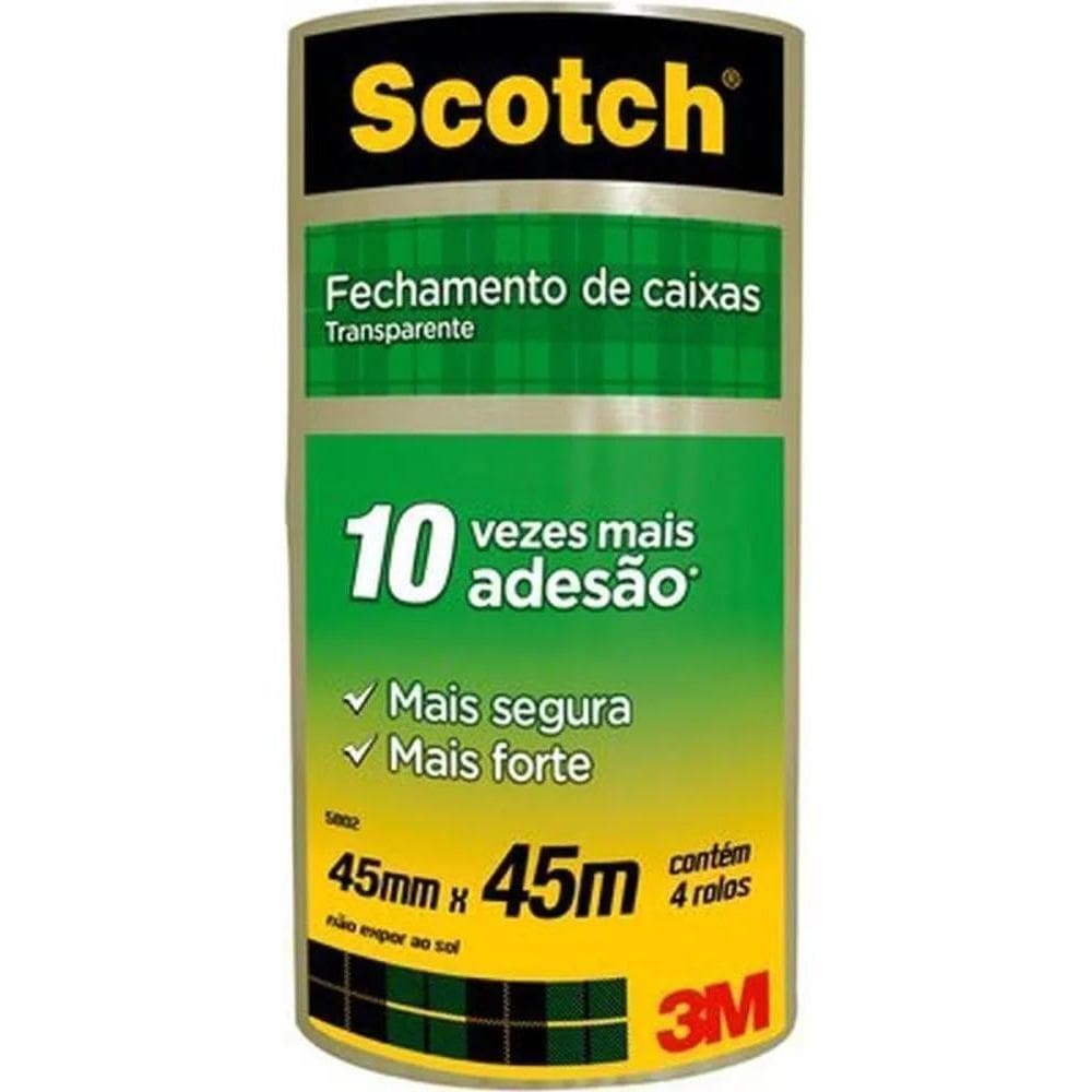 Fita Adesiva 45X45 Transparente Pacote C/4 Rolos 3M Scotch
