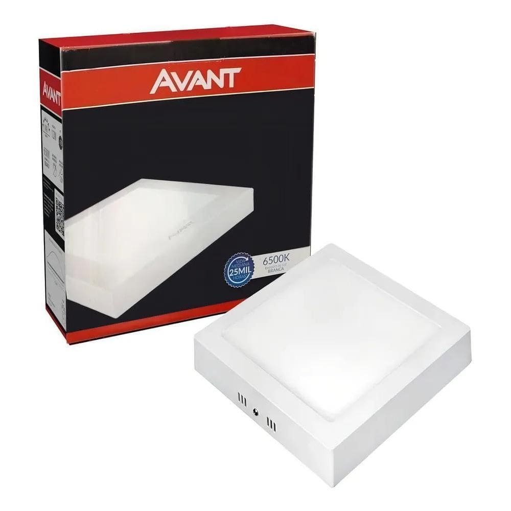 2X Plafon Led Quadrado Sobrepor 17X17 Painel 12W Avant 3 Cor