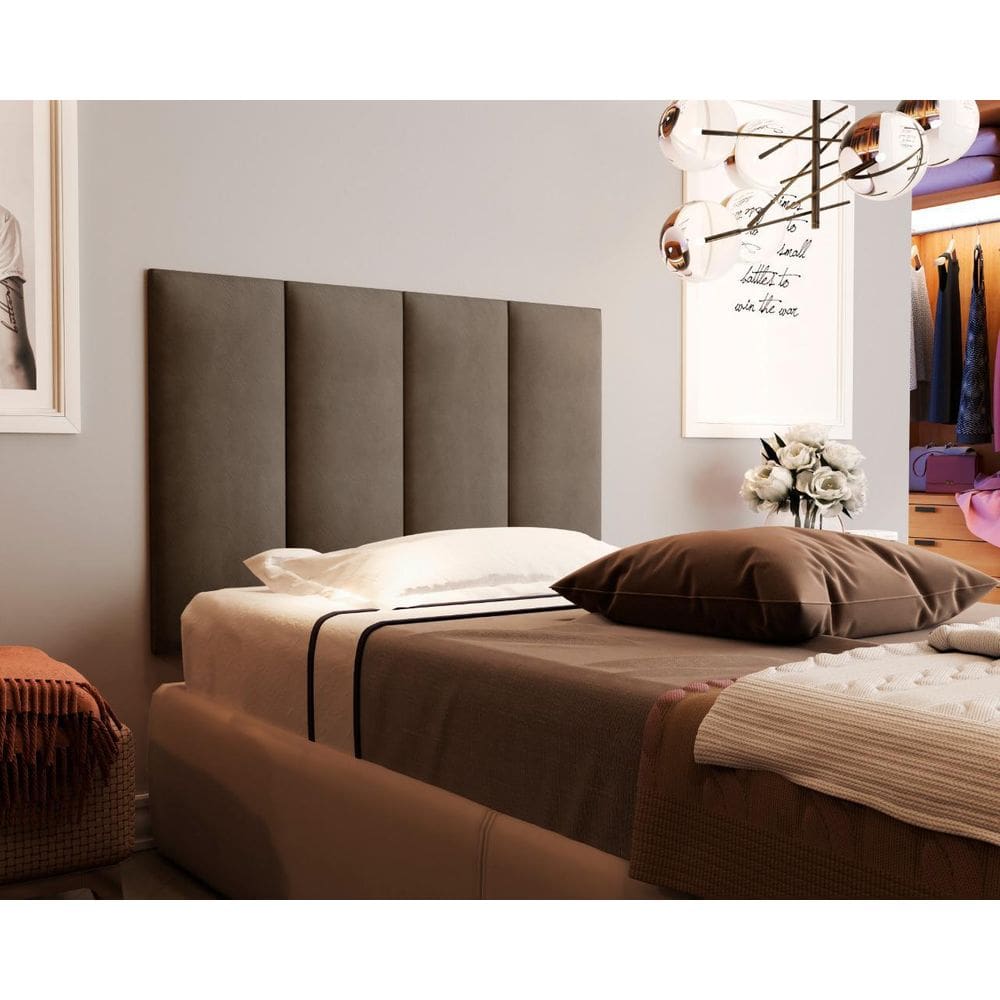 Painel Cama Box Fantasy 0,90 Tecido Suede Cor Marrom
